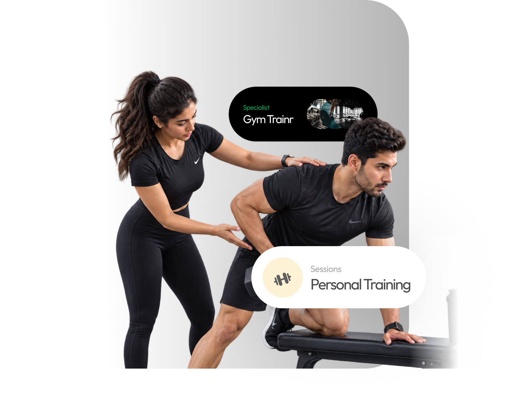 Client tracking a workout in a branded fitness app